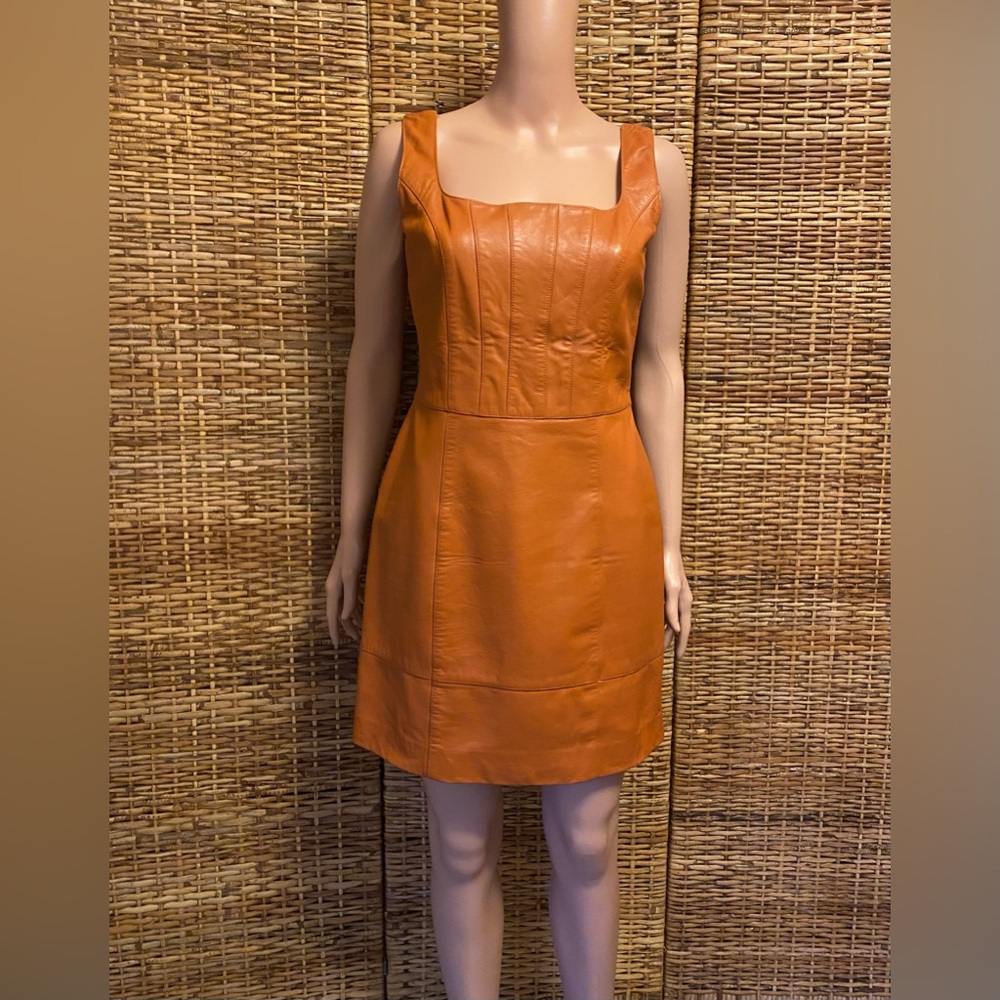 ESCADA Tan Leather sleeveless Dress